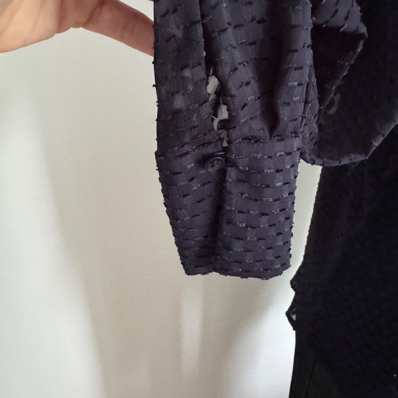 H&M - Dark Blue Sheer Button Down Shirt - Picture 5 of 9